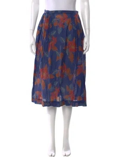 Pre-owned Christian Dior Separates Silk Midi Length Skirt In Blue
