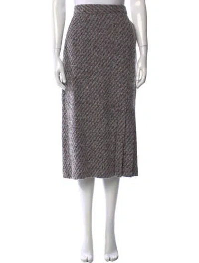 Pre-owned Christian Dior Separates Tweed Pattern Midi Length Skirt In Gray