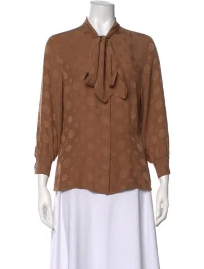 Pre-owned Christian Dior Separates Vintage Silk Blouse In Brown