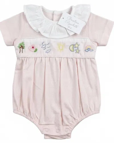 Christian Elizabeth Kid's Wonderful World Bubble Romper In Pale Pink