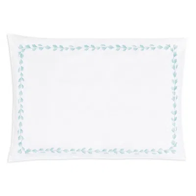 Christian Fischbacher Foglia Embroidered Sateen Pillowcase, Standard In Blue