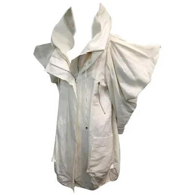 Pre-owned Christian Lacroix 1980s  Avant Garde White Canvas "butterfly" Parka