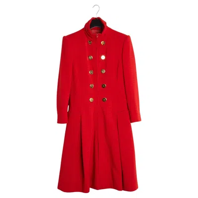 Pre-owned Christian Lacroix 1988 Manteau Rouge Fr42 Red Wool Couture Coat Uk14 Us12