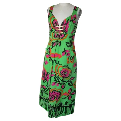 Pre-owned Christian Lacroix 1990's  Paris Floral Cocktail Summer Gown Dress In Black