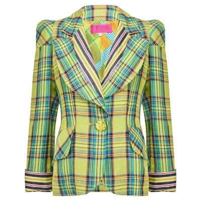 Pre-owned Christian Lacroix 1990s  Lime Green Tartan Jacket