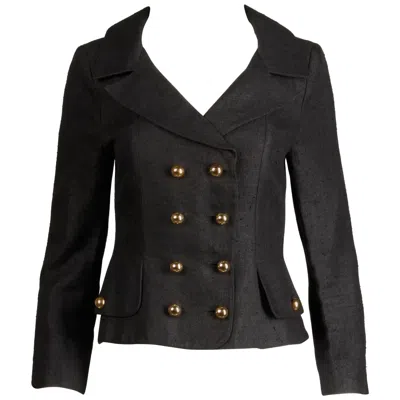 Pre-owned Christian Lacroix 1990s  Pret-a-porter Vintage Black Silk Linen Blazer Jacket