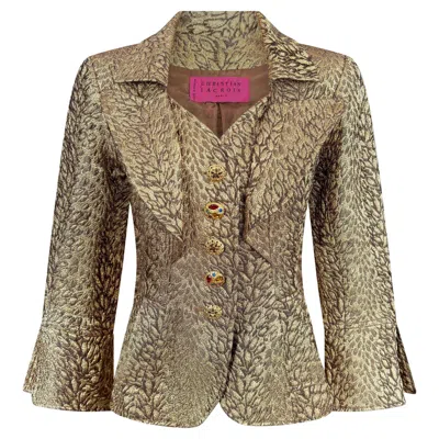 Pre-owned Christian Lacroix 1990s Gold Baroque Brocade Jacket In Brown
