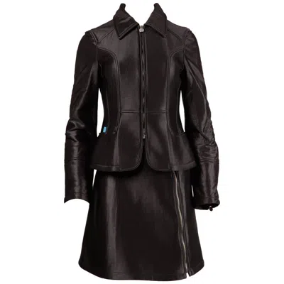 Pre-owned Christian Lacroix 1990s Vintage Black Neoprene Scuba Jacket + Skirt Ensemble