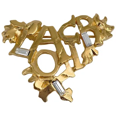 Pre-owned Christian Lacroix 1990s Vintage  Gold Tone Openwork Logo Heart Pin Brooch In Multi