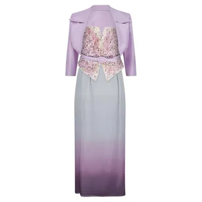 Pre-owned Christian Lacroix 1995  Runway Haute Couture Lilac Corset And Skirt Set In Gray