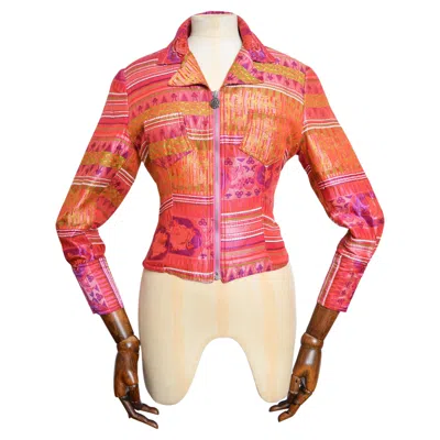 Pre-owned Christian Lacroix 90's Vintage  Hot Pink Jacquard Zip Down Jacket