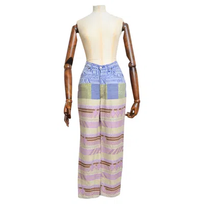 Pre-owned Christian Lacroix 90's Vintage  Jacquard Sparkly Lilac Green Monogram Jeans Pants