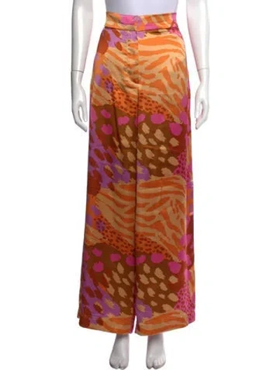 Pre-owned Christian Lacroix Animal Print Wide Leg Pants In Orange