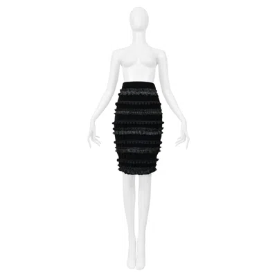 Pre-owned Christian Lacroix Black Pom Pom Pencil Skirt