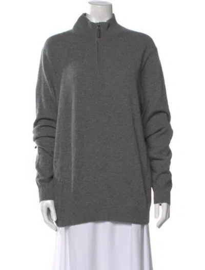 Pre-owned Christian Lacroix Cashmere Mock Neck Sweater In Gray