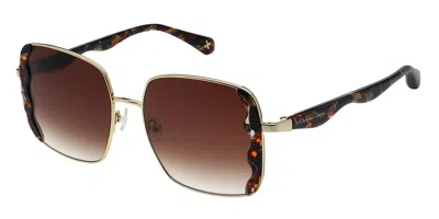 Christian Lacroix Cl9037 002 Women's Sunglasses Gold Size 58 In Brown