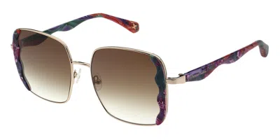 Christian Lacroix Cl9037 212 Women's Sunglasses Gold Size 58 In Brown