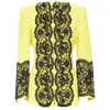 Christian Lacroix Cotton Floral Jacquard Lace Padded Jacket In Yellow