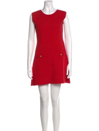 Pre-owned Christian Lacroix Crew Neck Mini Dress In Red