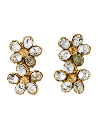 Pre-owned Christian Lacroix Crystal Clip-on Drop Earrings In Transparent