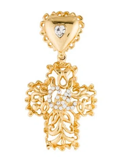 Pre-owned Christian Lacroix Crystal Heart Pendant In Multi