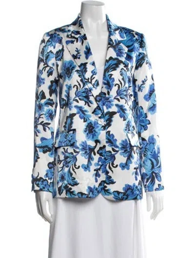 Pre-owned Christian Lacroix Floral Print Blazer In Blue