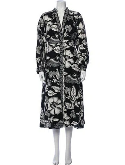 Pre-owned Christian Lacroix Floral Print Coat W/ Tags In Black
