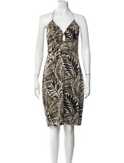 Pre-owned Christian Lacroix Floral Print Knee-length Dress In Black/white/yellow