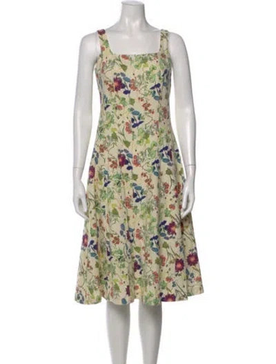 Pre-owned Christian Lacroix Floral Print Knee-length Dress In Yellow