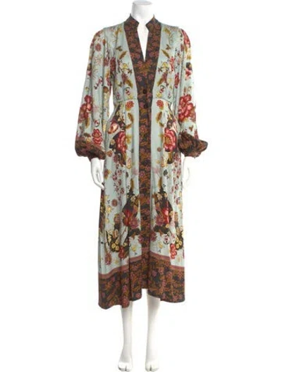 Pre-owned Christian Lacroix Floral Print Long Dress In Green