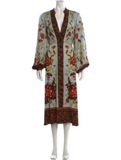 Pre-owned Christian Lacroix Floral Print Long Dress In Green