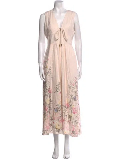 Pre-owned Christian Lacroix Floral Print Long Dress In Pink