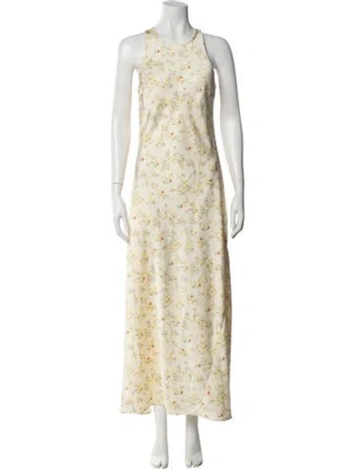 Pre-owned Christian Lacroix Floral Print Long Dress W/ Tags In Neutral