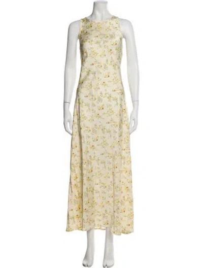 Pre-owned Christian Lacroix Floral Print Long Dress In Yellow