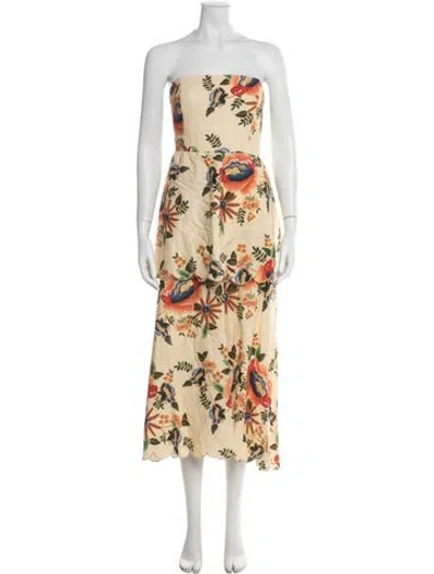 Pre-owned Christian Lacroix Floral Print Midi Length Dress In Neutral