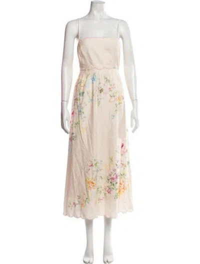 Pre-owned Christian Lacroix Floral Print Midi Length Dress In Neutrals