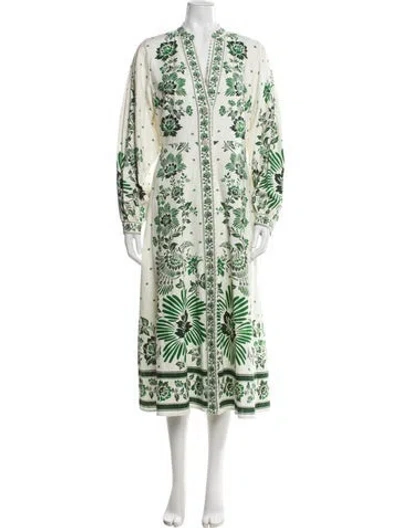 Pre-owned Christian Lacroix Floral Print Midi Length Dress W/ Tags In Neutral
