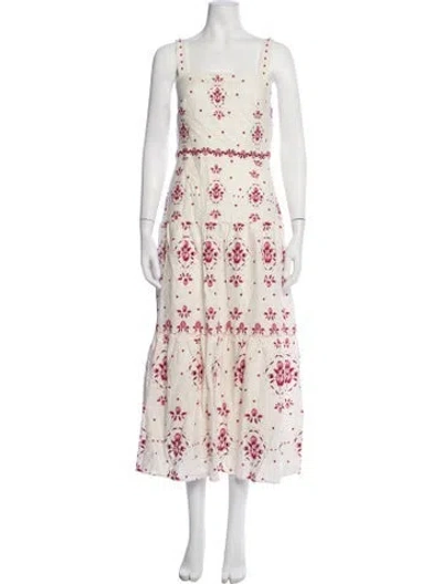 Pre-owned Christian Lacroix Floral Print Midi Length Dress W/ Tags In Neutrals