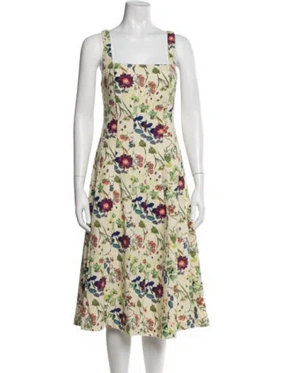 Pre-owned Christian Lacroix Floral Print Midi Length Dress In Yellow