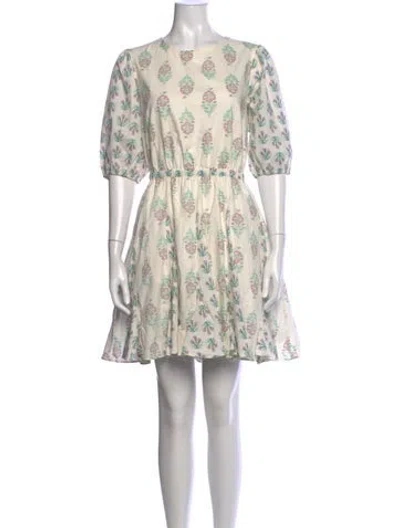 Pre-owned Christian Lacroix Floral Print Mini Dress In Neutrals