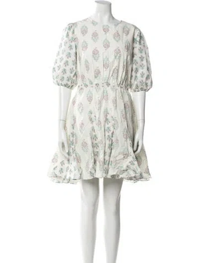 Pre-owned Christian Lacroix Floral Print Mini Dress In White