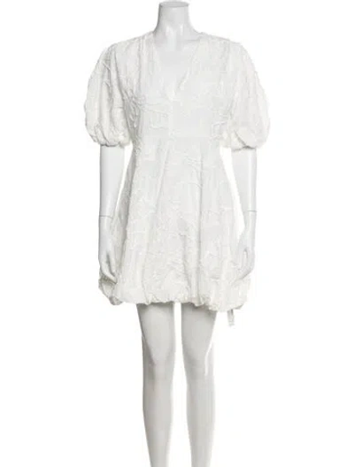Pre-owned Christian Lacroix Floral Print Mini Dress In White