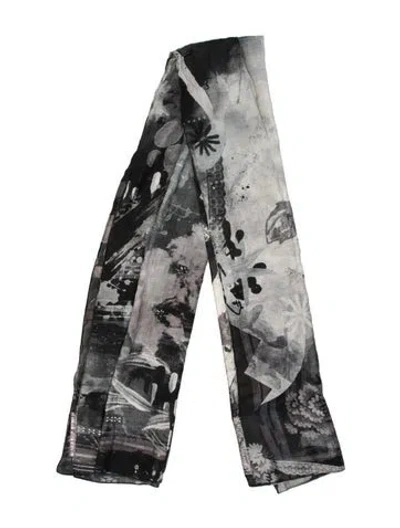 Pre-owned Christian Lacroix Floral Print Scarf In Gray