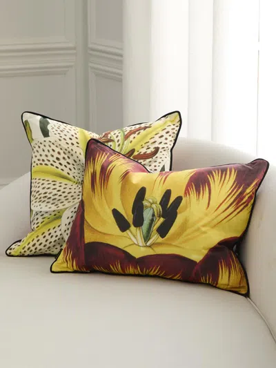 Christian Lacroix Flowered Decorative Pillow In Yellow
