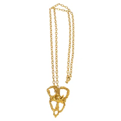 Pre-owned Christian Lacroix Gilt Metal Lace Pendant Chain Necklace In Multi