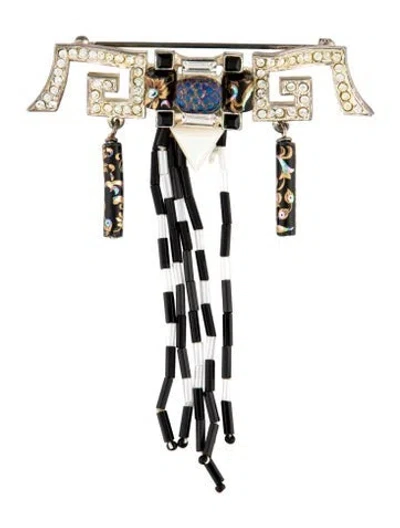 Pre-owned Christian Lacroix Glass, Crystal & Enamel Brooch In Multi