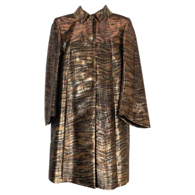 Pre-owned Christian Lacroix Golden-tone Lamé Coat In Black