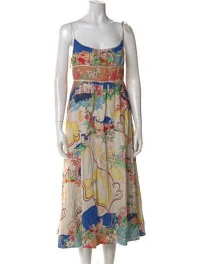 Pre-owned Christian Lacroix Graphic Print Midi Length Dress W/ Tags In Multi