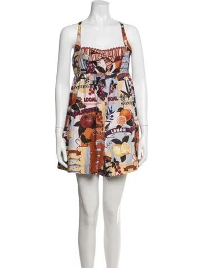 Pre-owned Christian Lacroix Graphic Print Square Neckline Jumpsuit W/ Tags In Neutrals