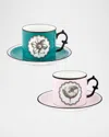 Christian Lacroix Herbariae Teacups & Saucers, Set Of 2 In Pink